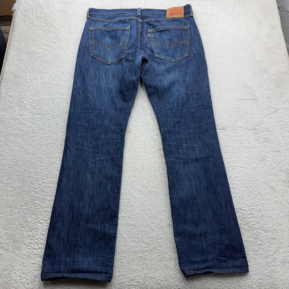 Levis 501 Original Fit Mens Jeans 35x34 Dark Wash Blue Straight Leg Button Fly
